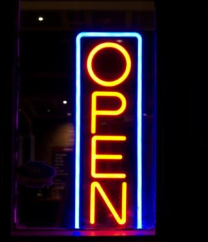 Investing in Nicaragua OPEN For Business Vertical Neon Sign