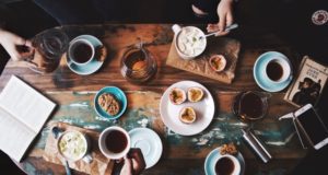 Coffee Busy Table Plates and Cups