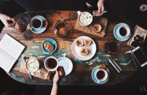 Coffee Busy Table Plates and Cups