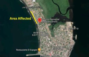 Swell and High Tides Map of Corinto Port City Nicaragua