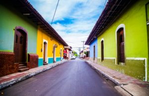 Nicaraguan Cities Colorful Houses Narrow Street