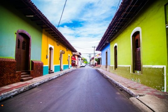 Nicaraguan Cities Colorful Houses Narrow Street