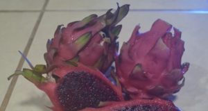 Pitaya Fruit Cut Open Kitchen Counter