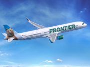 Frontier Airlines Jet in Clouds