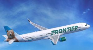 Frontier Airlines Jet in Clouds