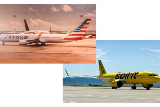 American Airlines and Spirit Airplanes on the Tarmac