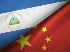 Nicaragua and China Flags Blended