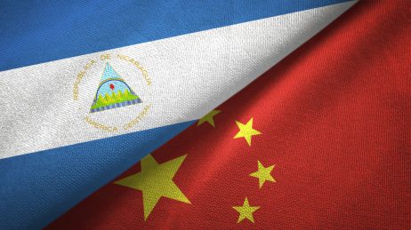 Nicaragua and China Flags Blended