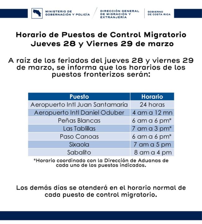 Easter and Nicaragua Immigration Border Hours Easter 2024